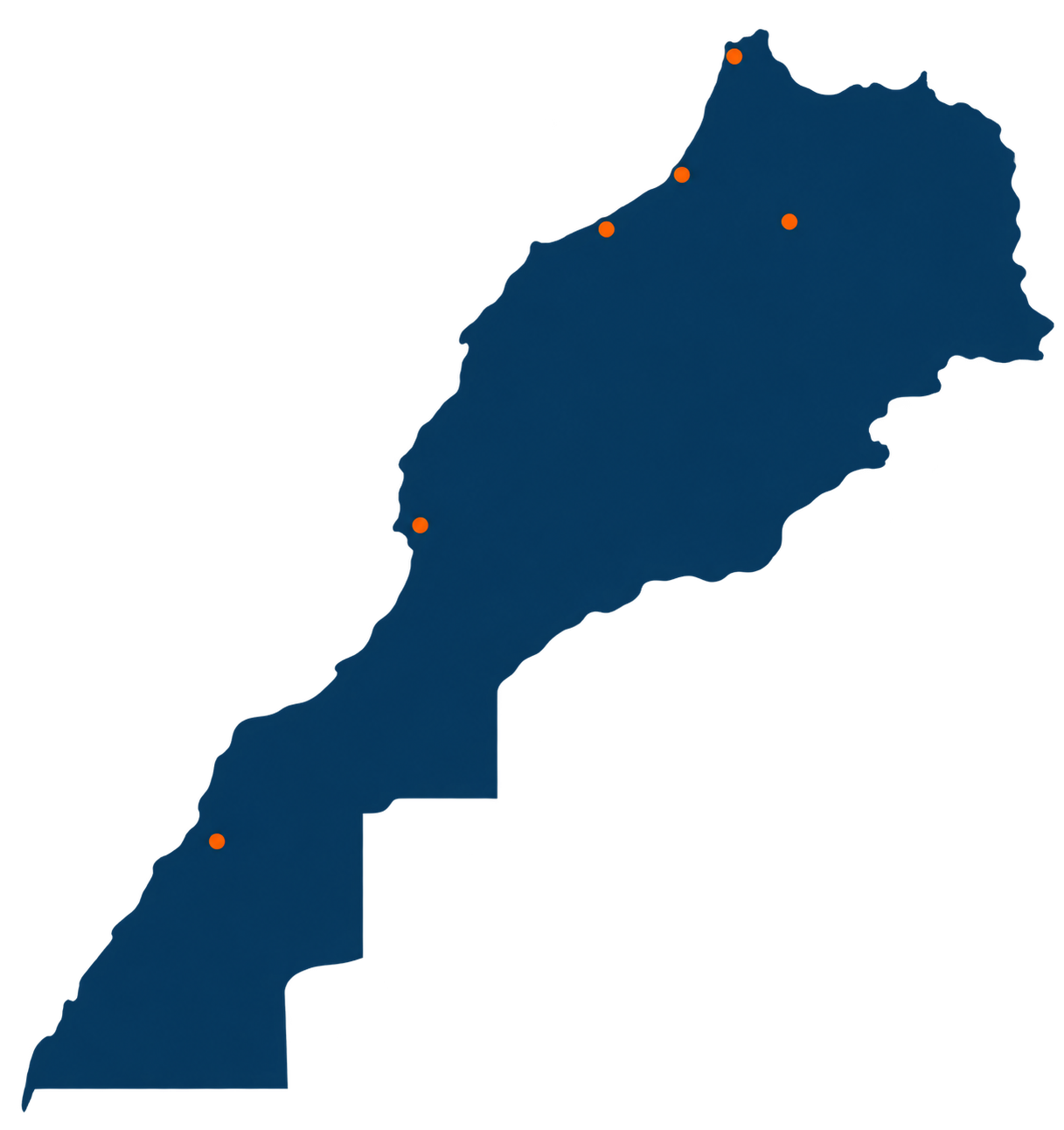 Carte des zones d intervention d Evolution Metal au Maroc